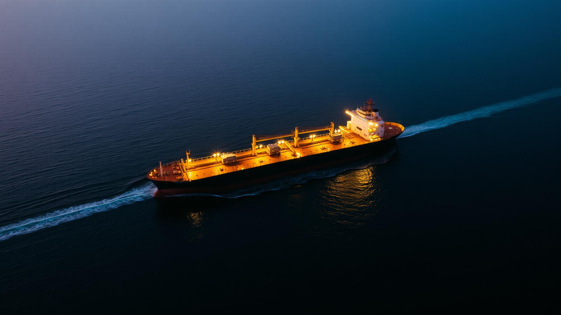 Oil tanker vessel at a refinery terminal
